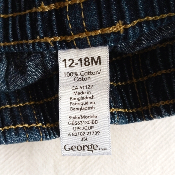 george basic unisex elastic waist denim jean shorts 18 months baby - Picture 3 of 4